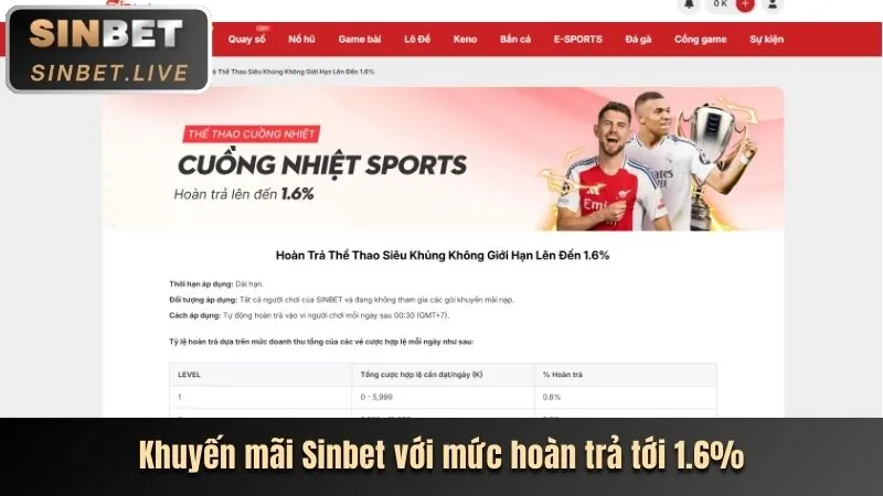 Chương trình hoàn trả tiền cược thể thao hàng tuần